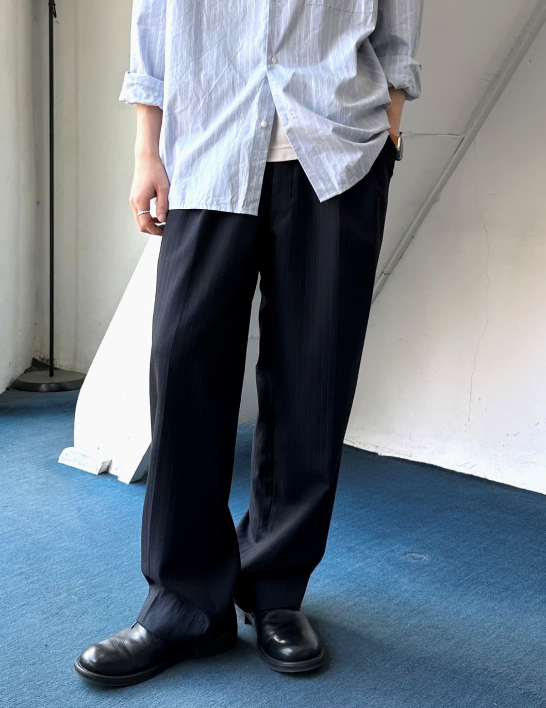 Design stripe 2 pleats wide trouser 상품이미지9