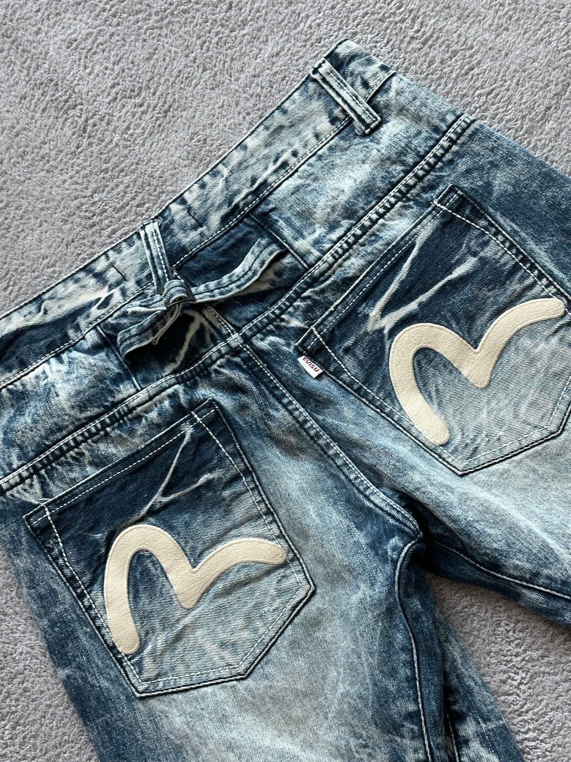 에비수 워싱 하프 신치백 데님팬츠 반바지 7부~8부 상품이미지6