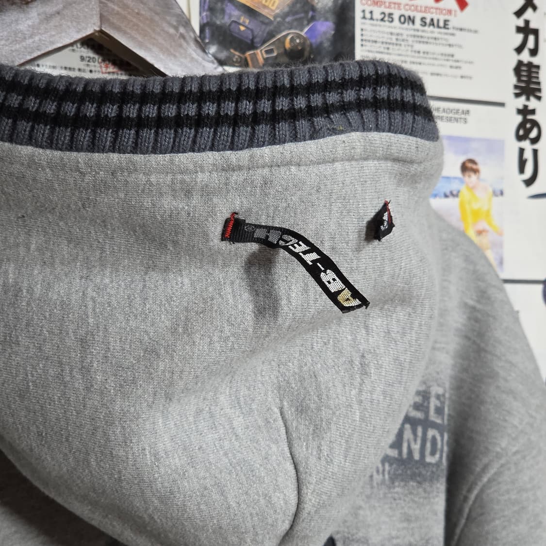 JPN 빈티지 자수 오버핏 그레이 기모 후드집업 상품이미지6