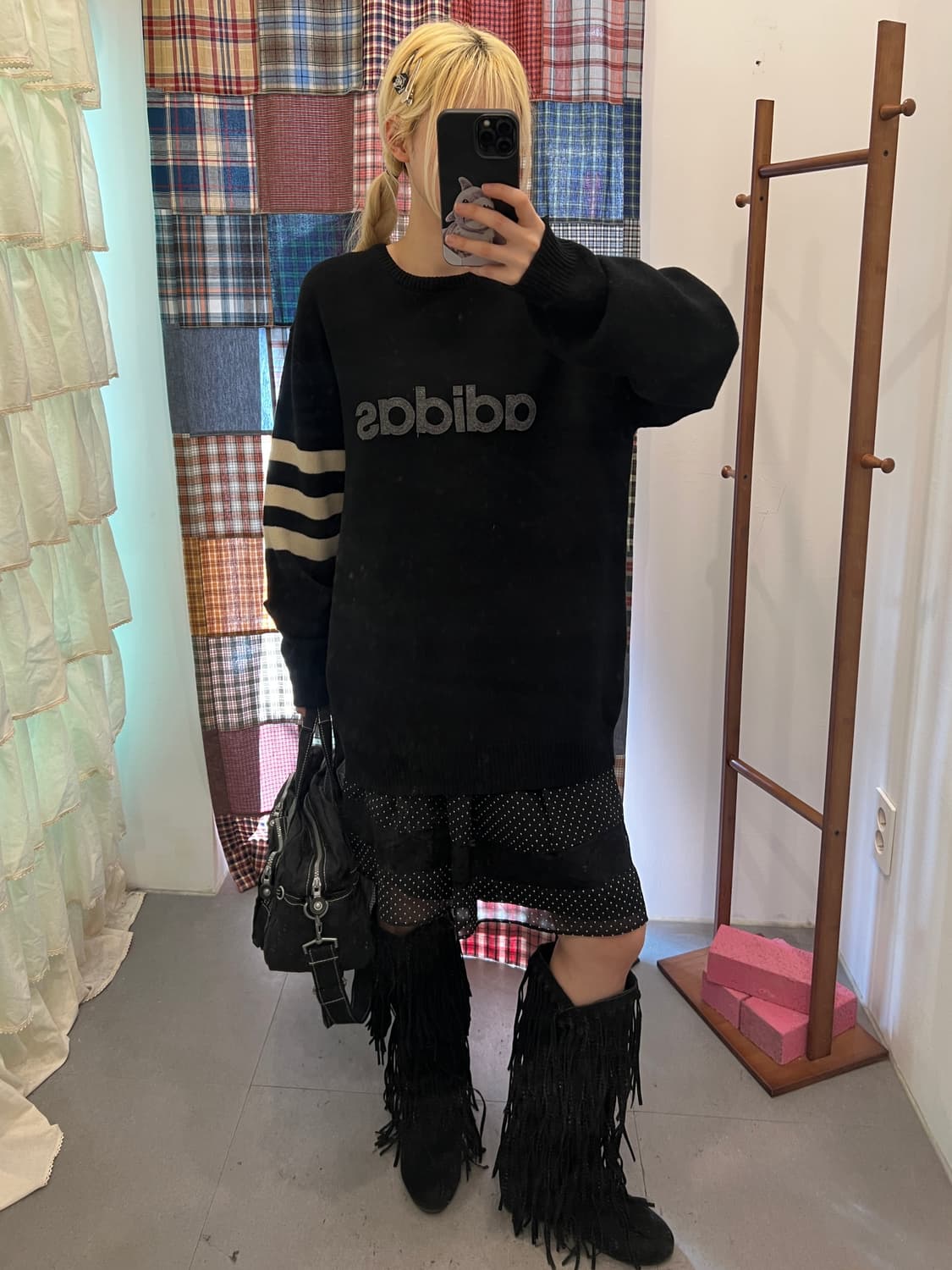 아디다스 로고 블랙 니트  상품이미지4