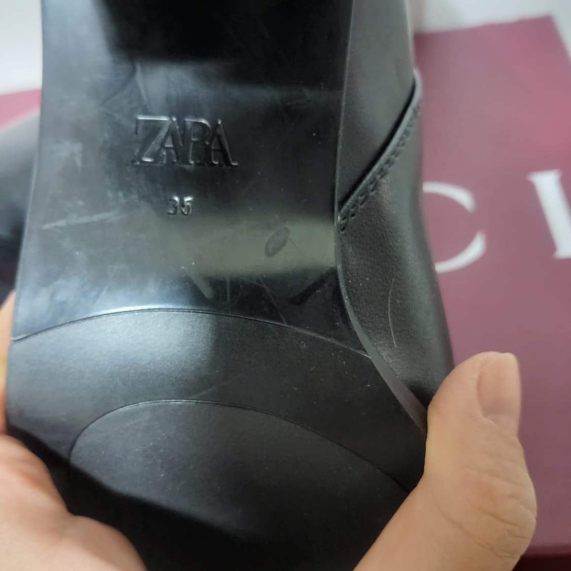 새상품 자라 블랙 가죽 구두 앵클 부츠 힐 슈즈 35 225~230 상품이미지5
