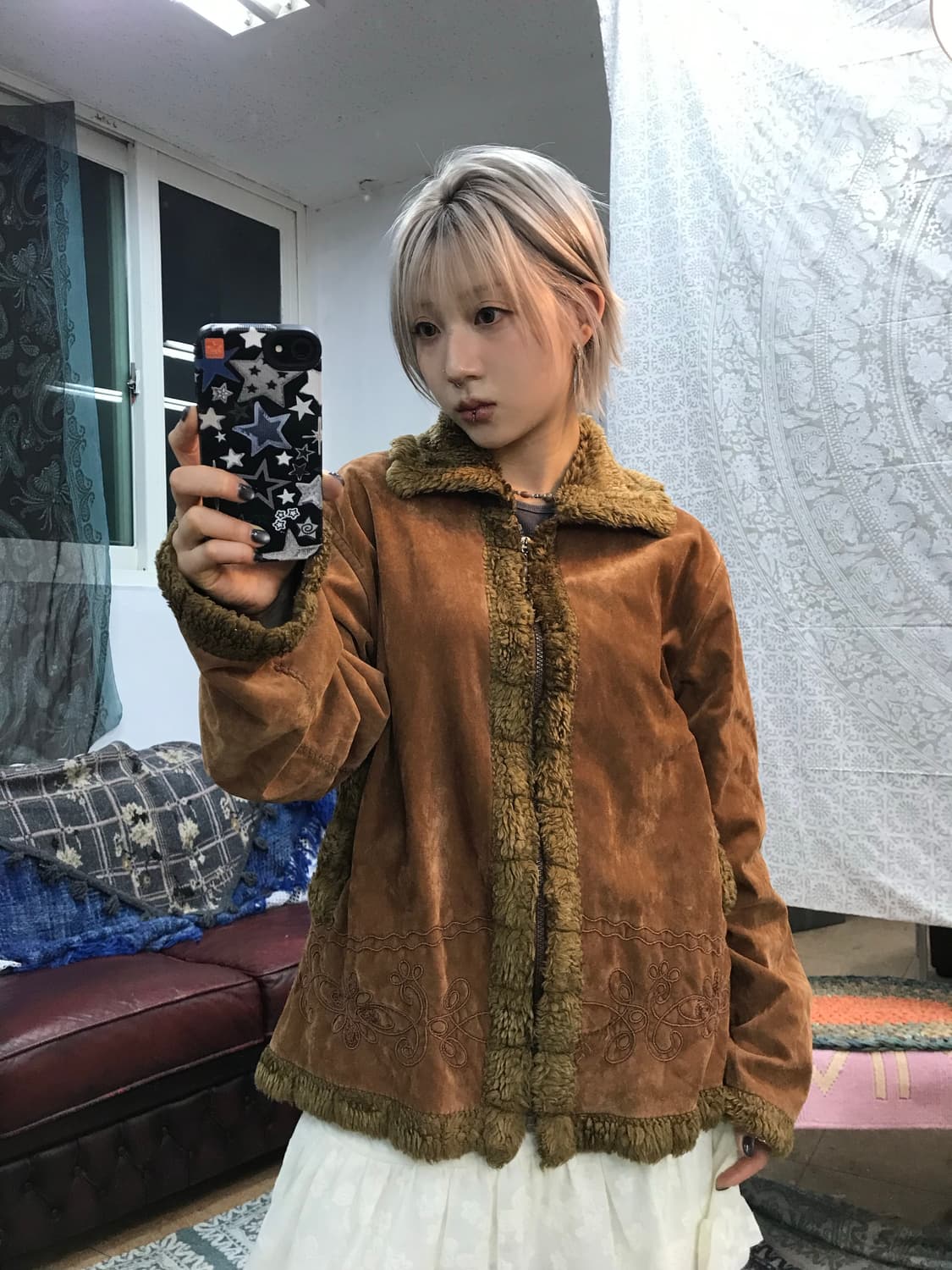 빈티지 웨스턴 벨벳 양털 무스탕 자켓  상품이미지1