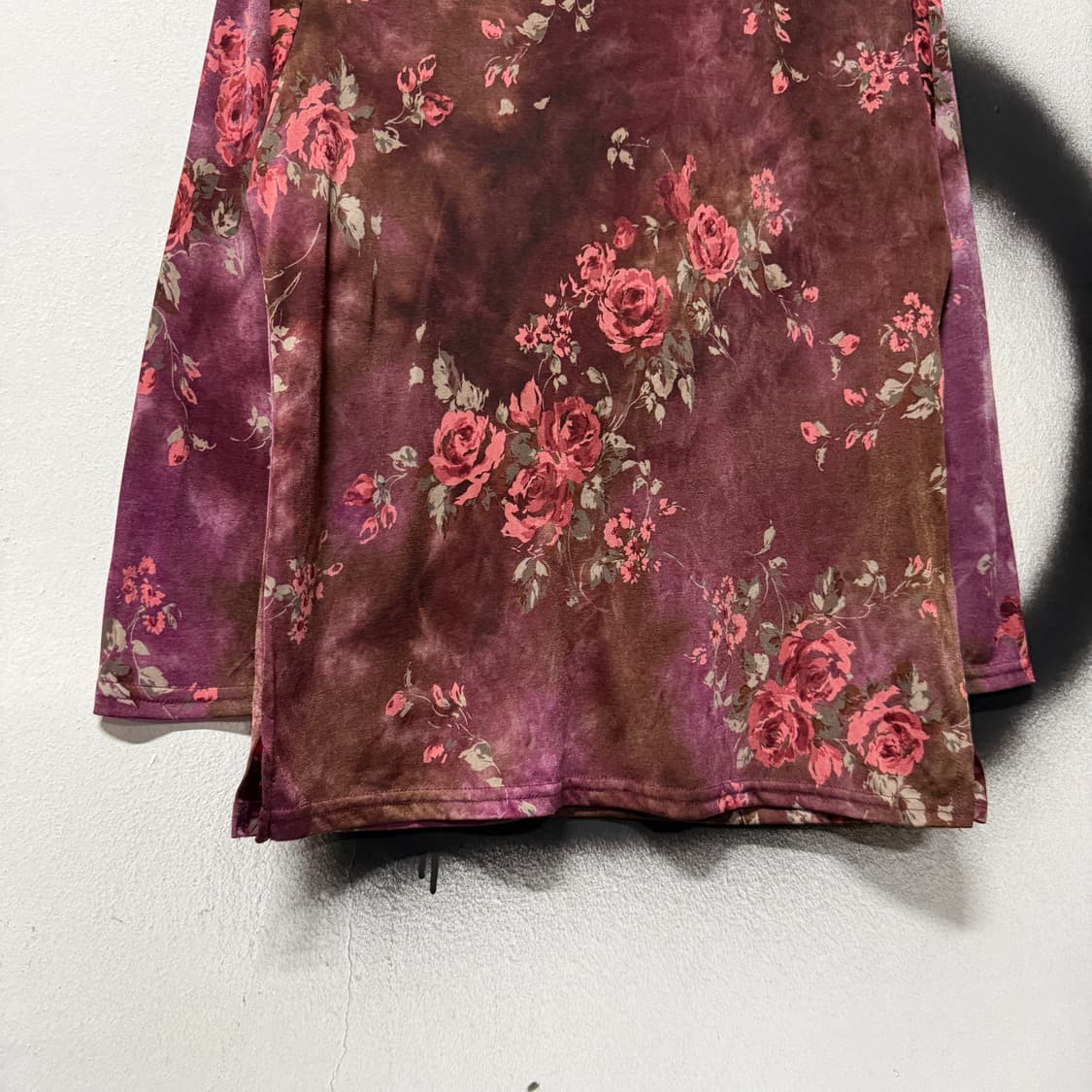 VTG 빈티지 오리엔탈 버건디 타이다이 7부 롱슬리브 탑 상품이미지4