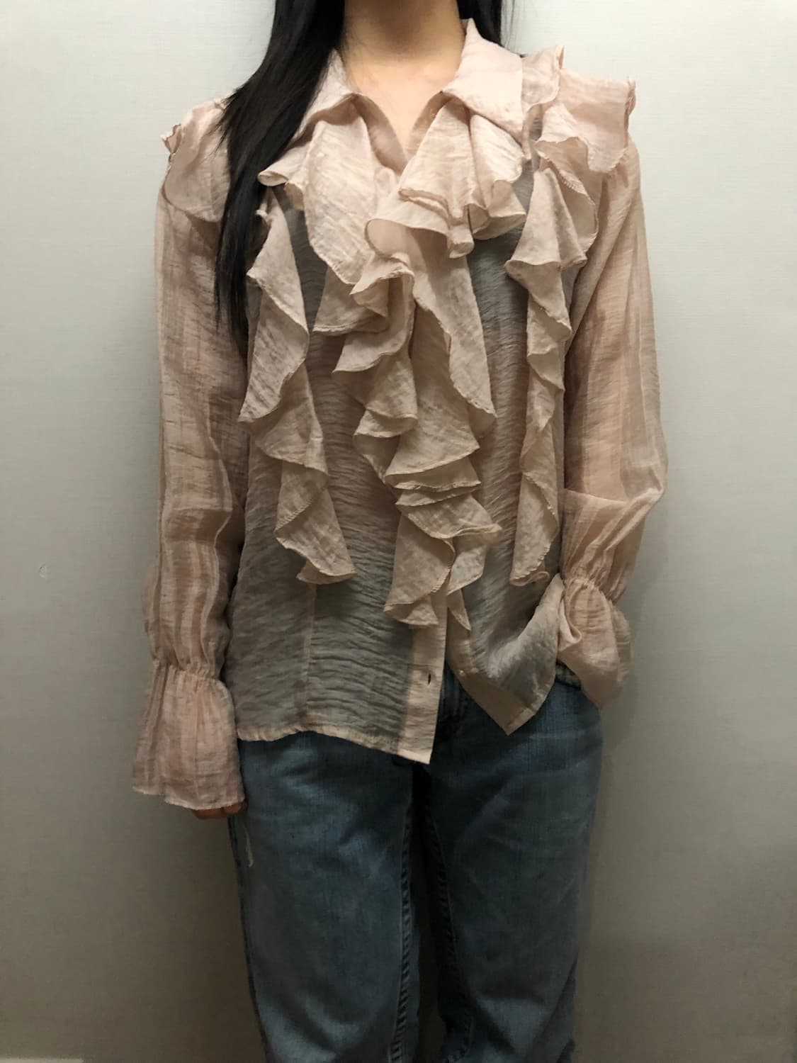 빈티지 핑크 프릴 블라우스 상품이미지4