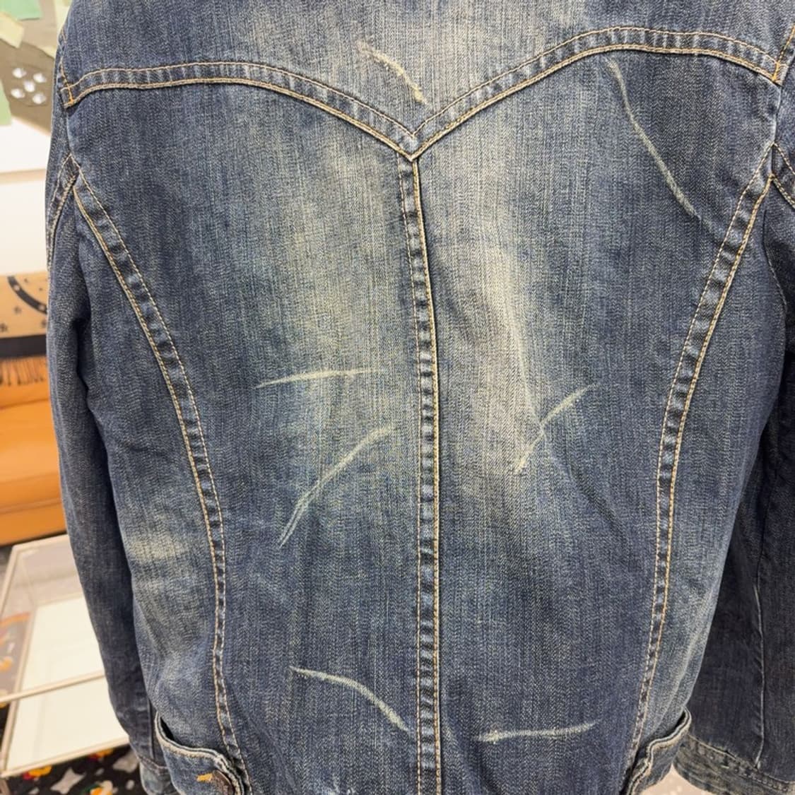 버커루 핀터감성 빈티지 데미지 워싱 퍼 데님 자켓 L C08364 상품이미지7
