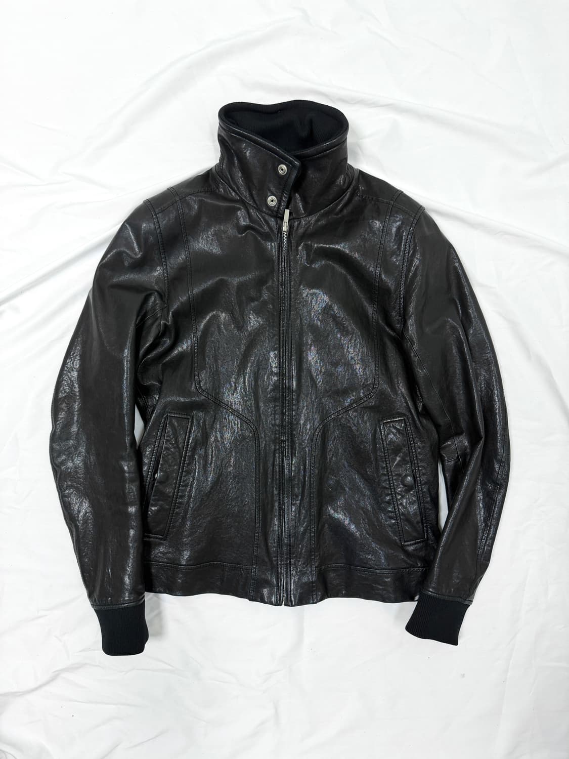 하이넥 슬림 레더 자켓 상품이미지3