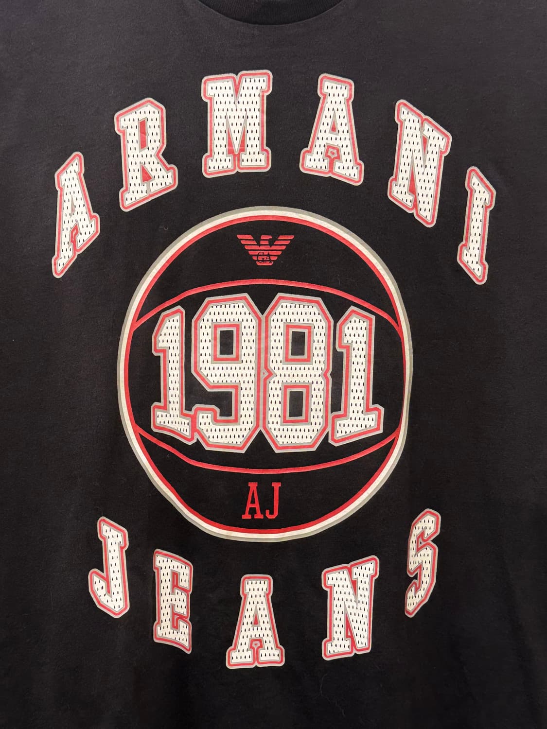 Armani Jeans 1981 빈티지 농구 그래픽 블랙 반소매 티셔츠  상품이미지4