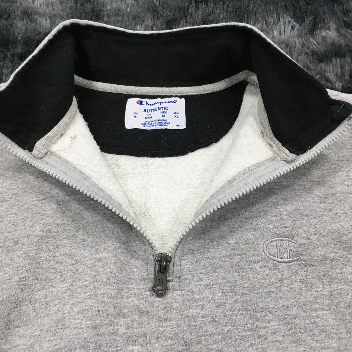 투티/0274 챔피온 authentic 기모 반집업 맨투맨 회색 하프집업 상품이미지5