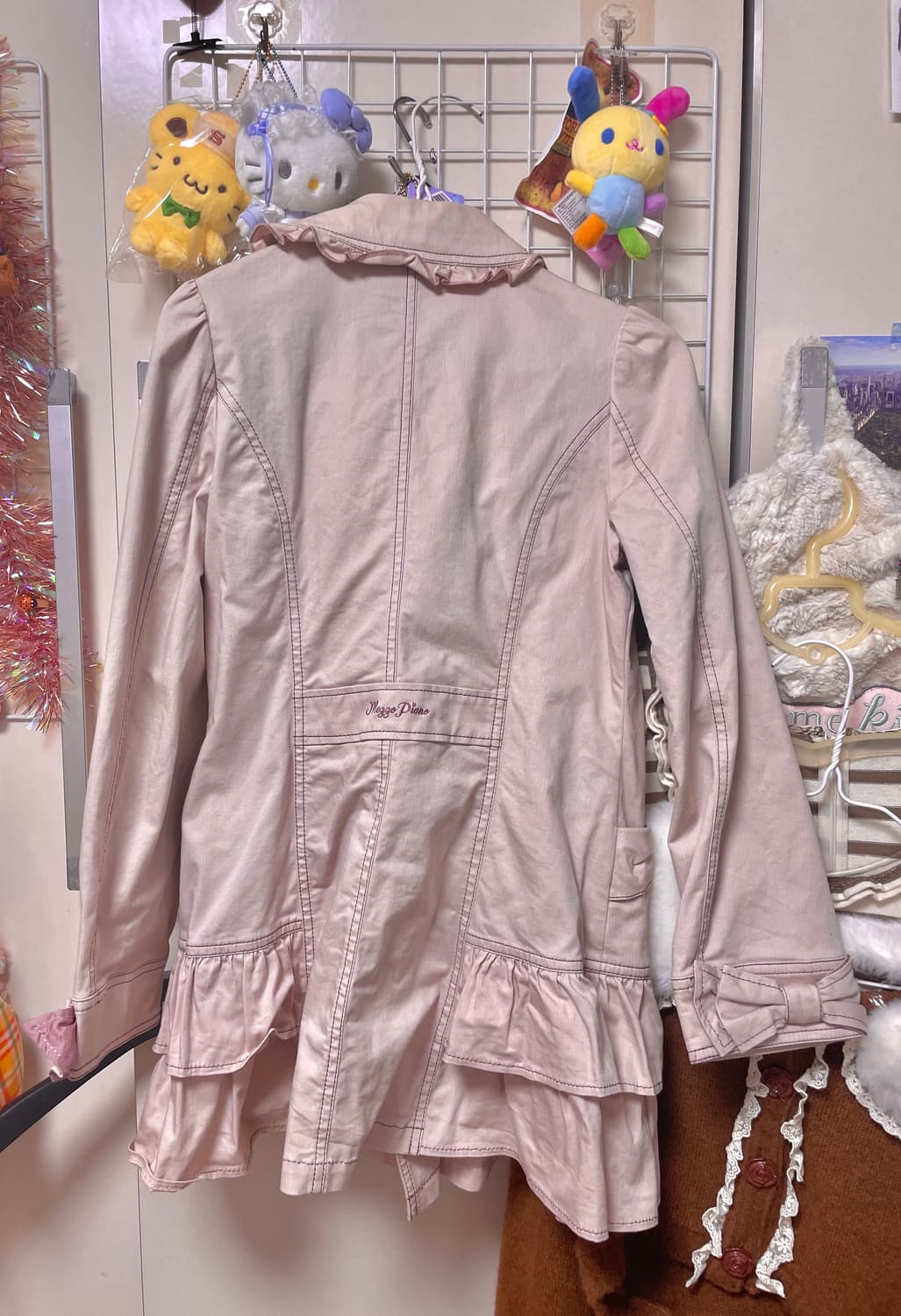 메조피아노 라떼갸루 핑크 프릴 트렌치 코트 히메갸루 조지호쿠 상품이미지4