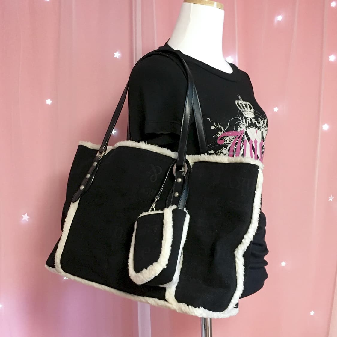 핑키앤다이안 블랙 퍼 숄더백 갸루 헤이세이 y2k 상품이미지2