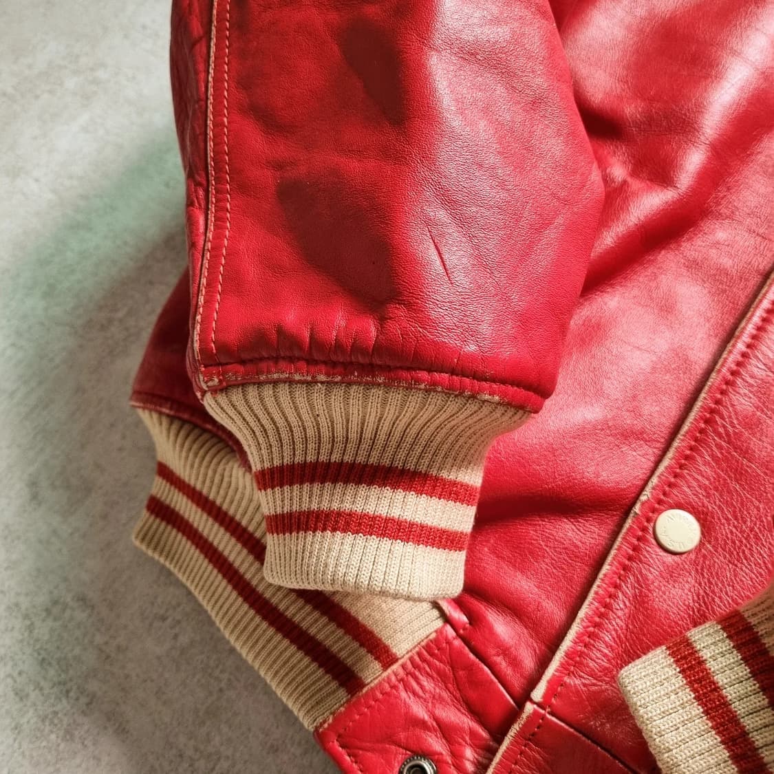 90s 아비렉스 레더 바시티 자켓 S(105) sz 상품이미지4