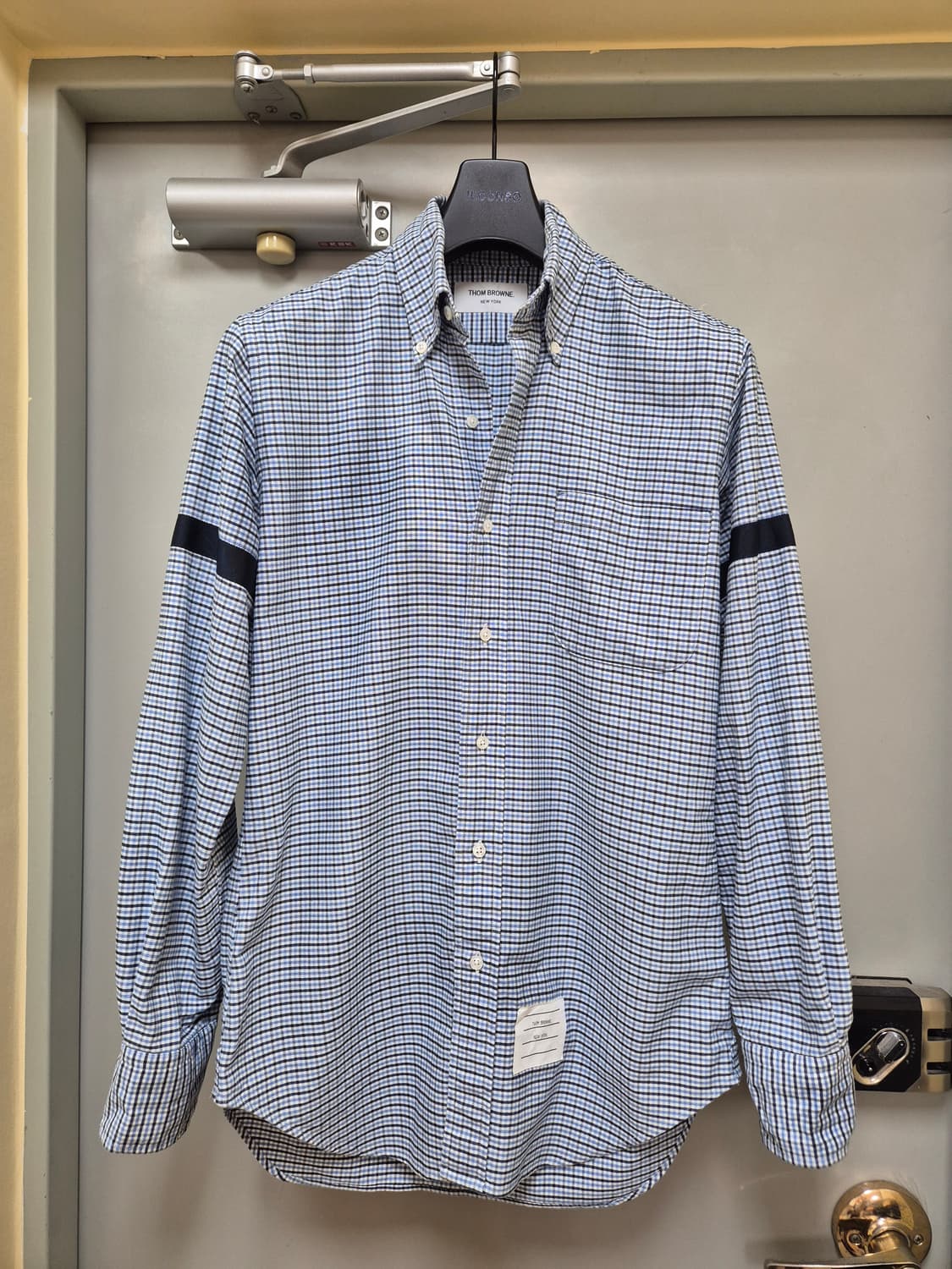 톰브라운 옥스포드 체크셔츠 블루 1사이즈 정품 상품이미지1