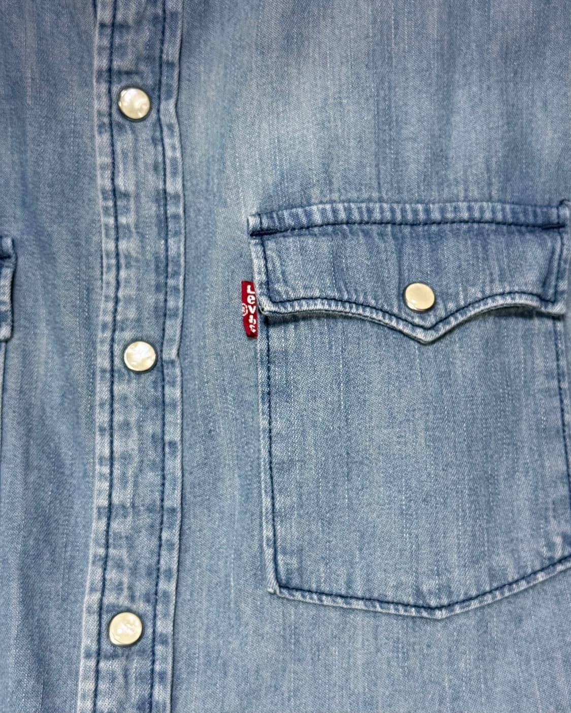 리바이스 워싱 데님 연청 웨스턴 셔츠 남방 M 95 워크 긴팔 투포켓  상품이미지4