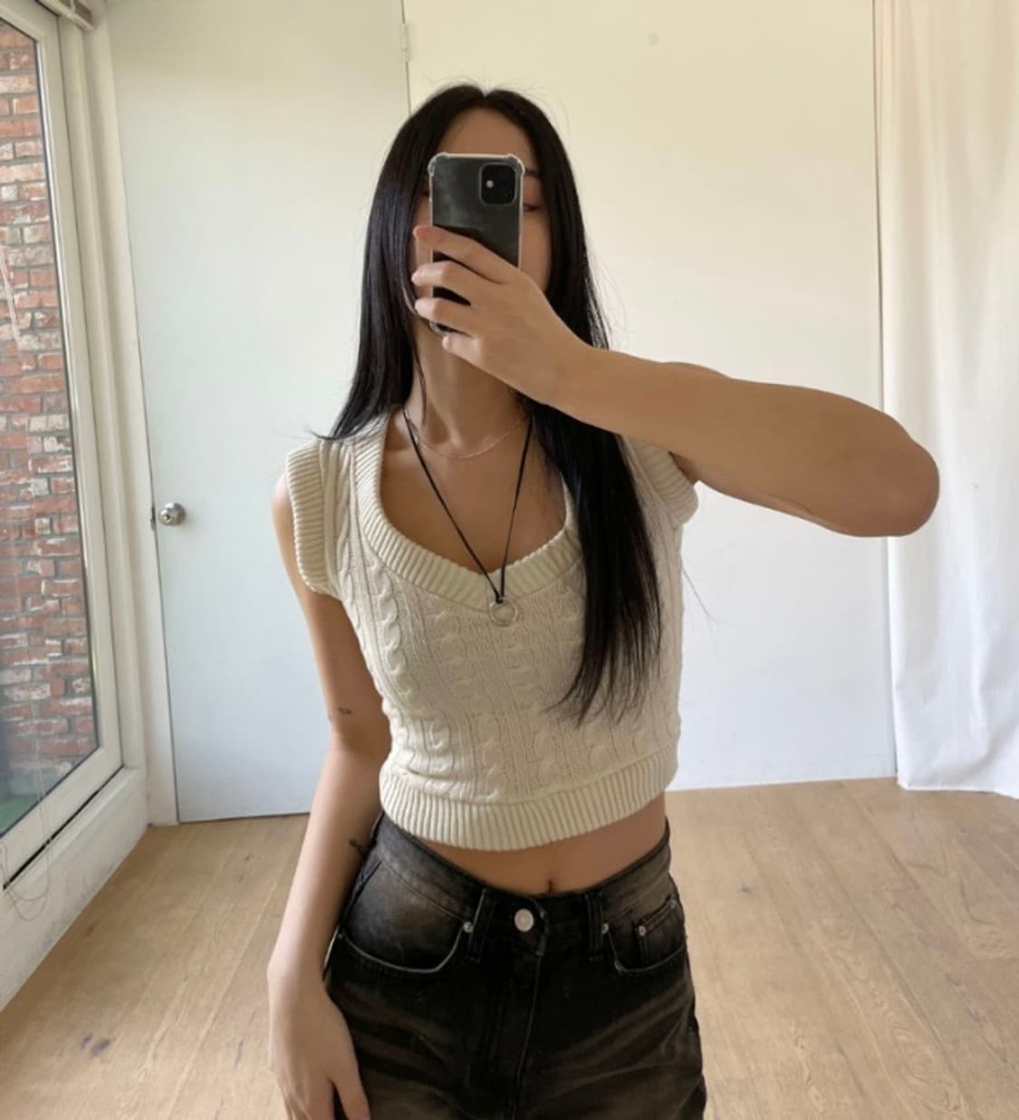 크롭 트위스트 니트 베스트 상품이미지1