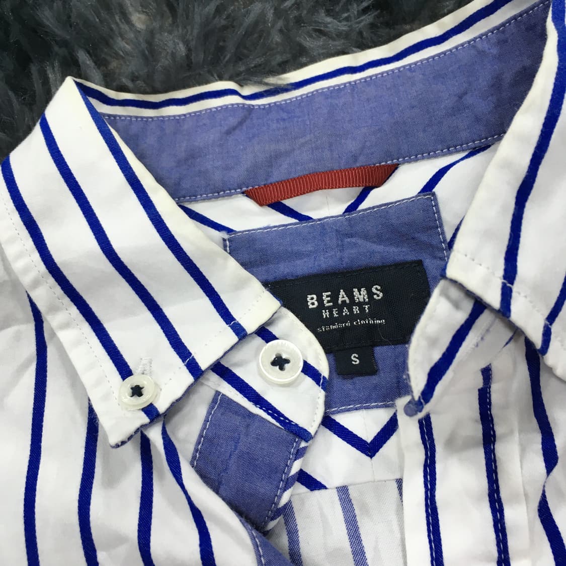 투티/A7 빔즈 하트 셔츠 스트라이프 데님 포켓 jpn vintage 상품이미지3