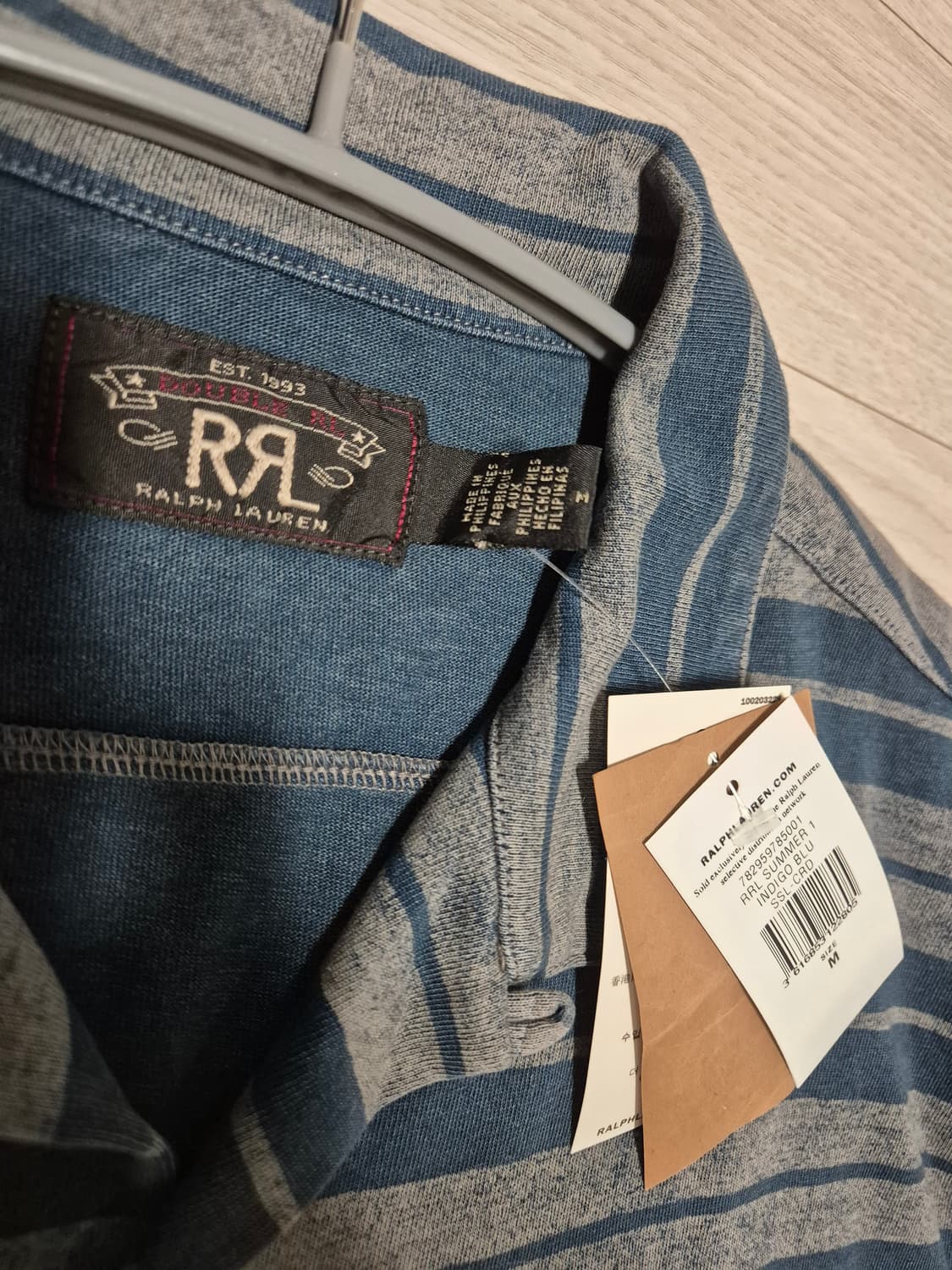 RRL 인디고 스트라이프 저지캠프 셔츠 새상품 M 상품이미지7