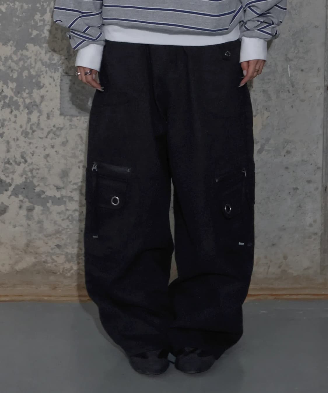 [1] 팬시클럽 크로스 포켓 카고 팬츠 블랙 상품이미지2