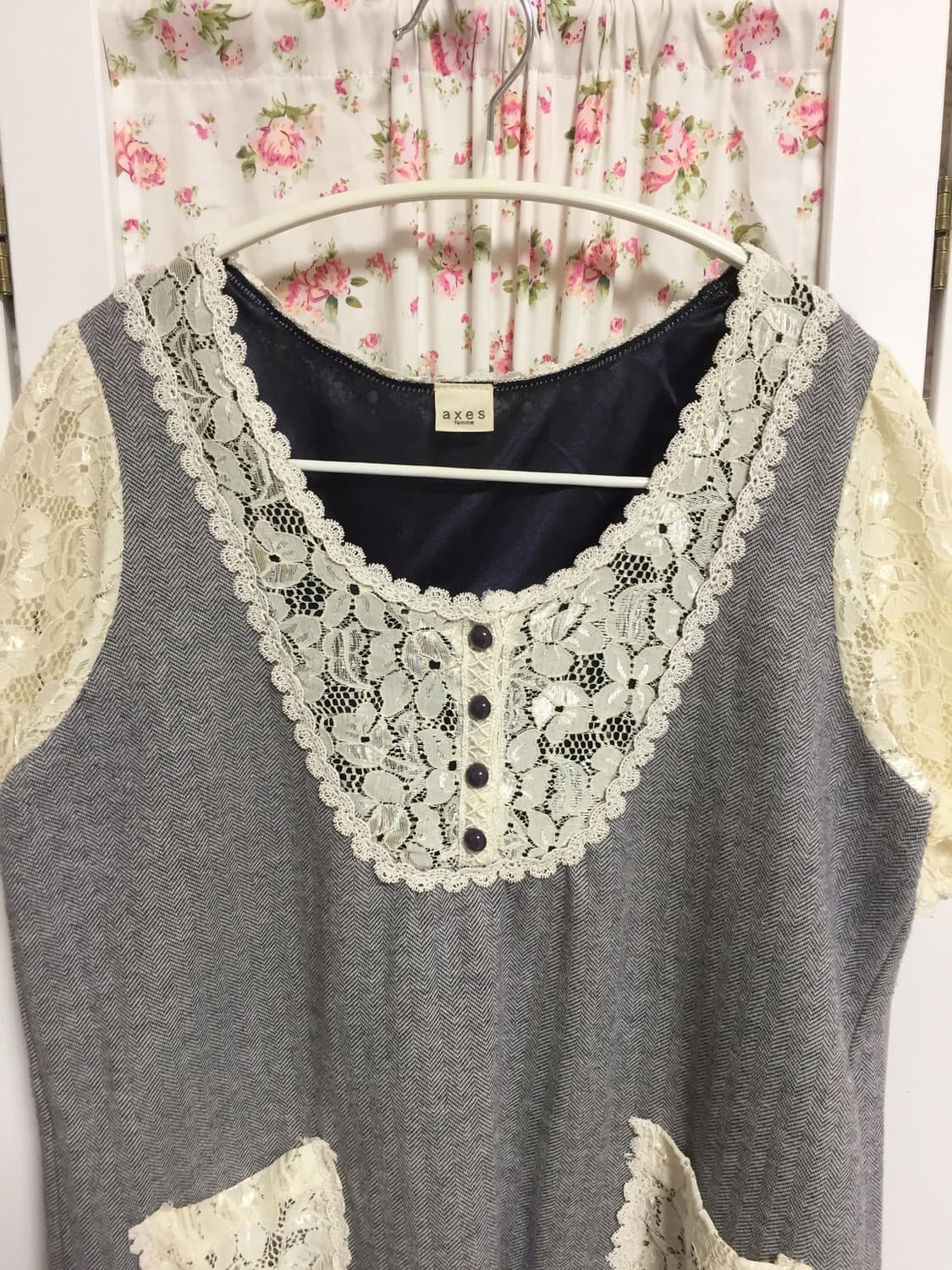 빈티지 엑시즈팜 레이스 반팔 블라우스 상품이미지3