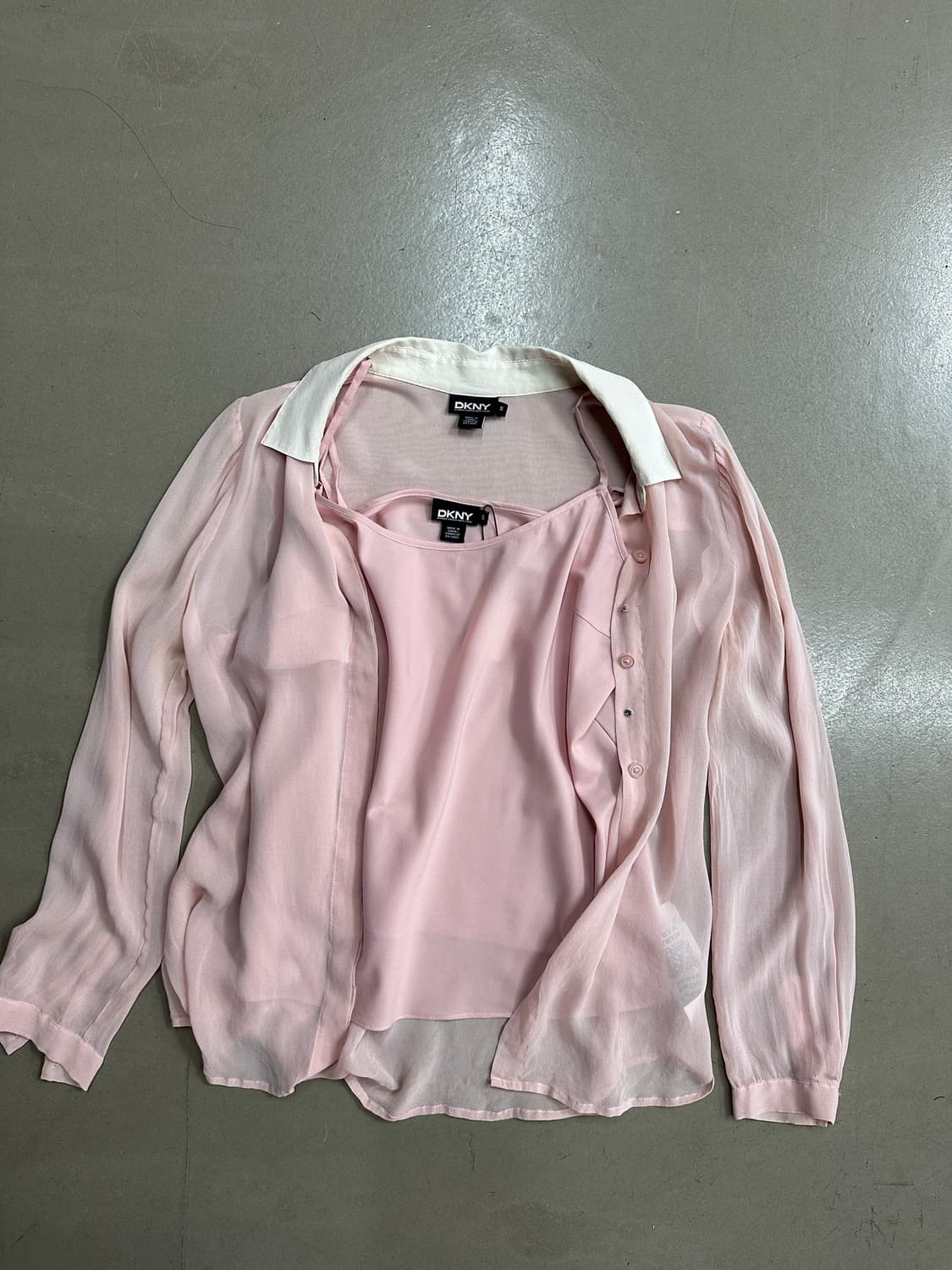 [DKNY] 시스루 핑크 셔츠 & 나시 세트 상품이미지6