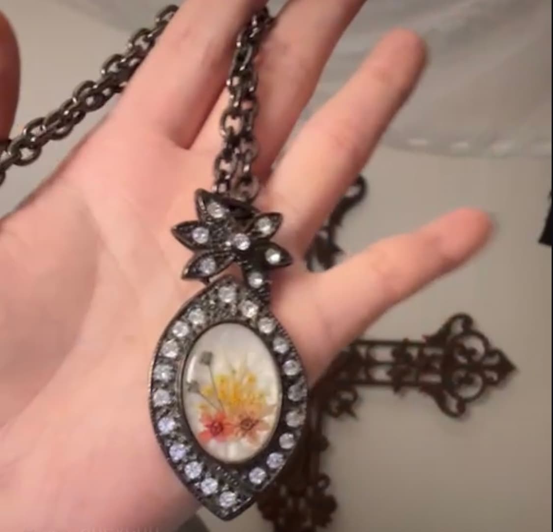 레테 그런지 페어리 y2k 자개 압화 목걸이 상품이미지1