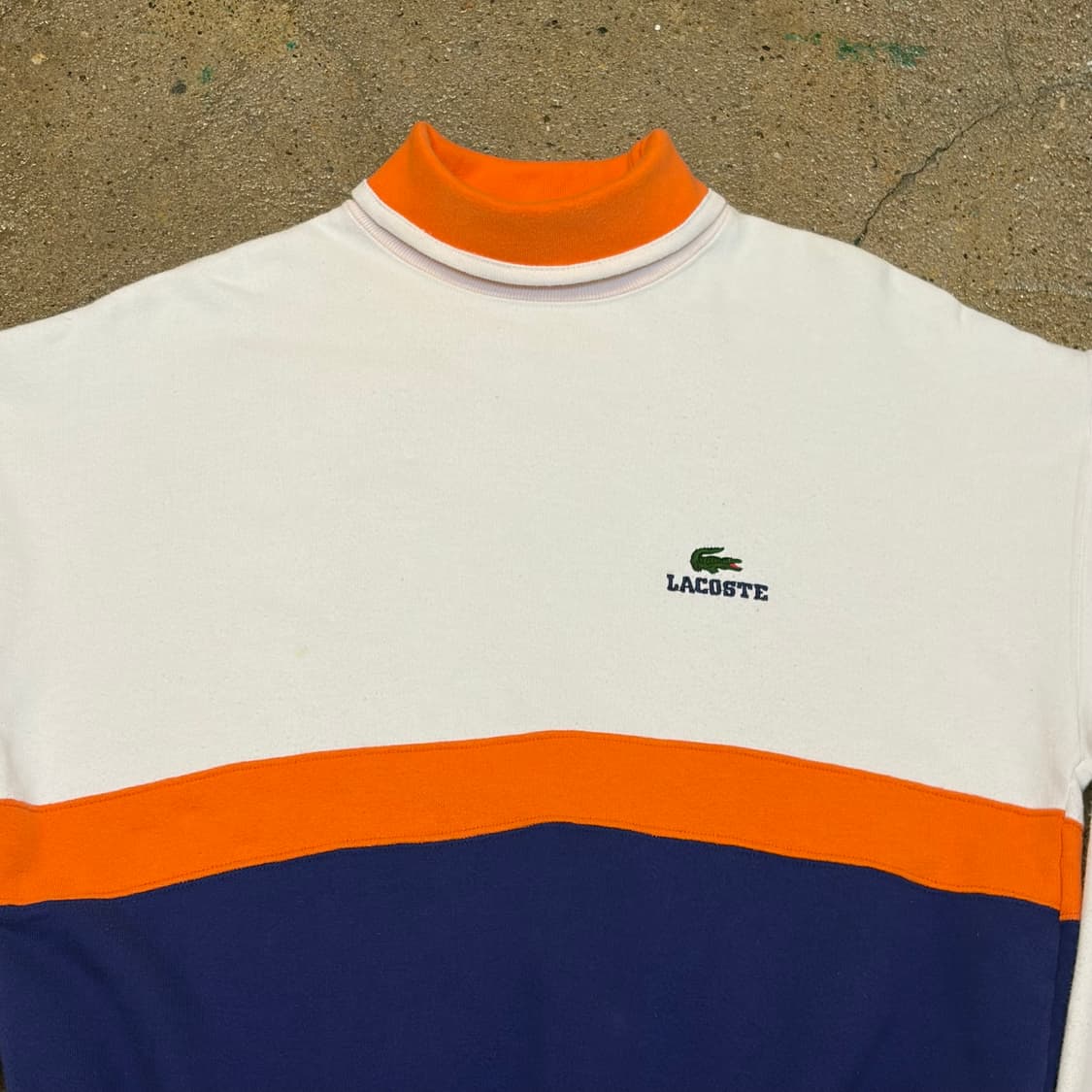 90s 미국 빈티지 라코스테 배색 더틀넥 목폴라 맨투맨 상품이미지4