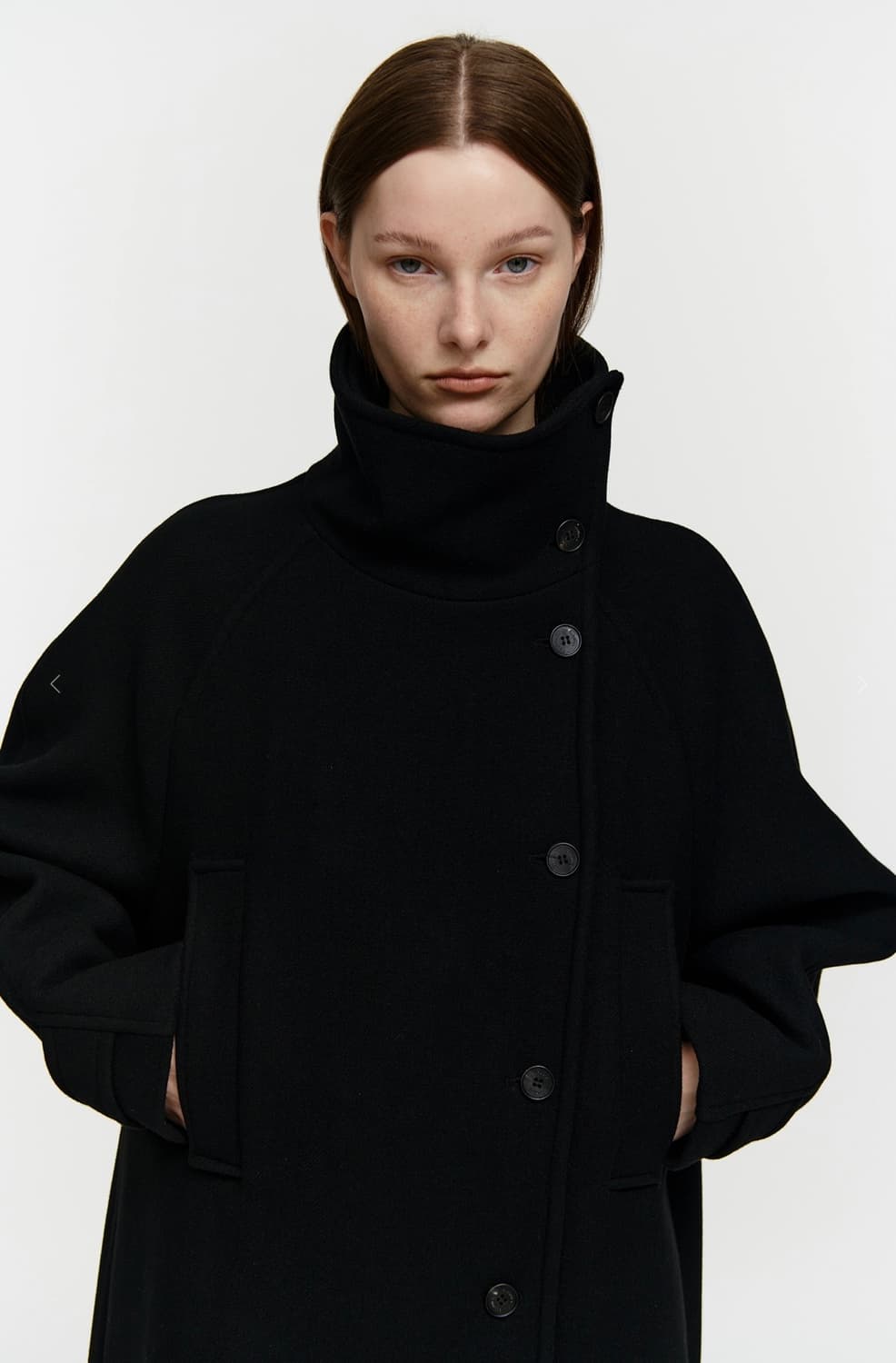 Burmula CASHMERE HIGH NECK COAT (BLACK) 상품이미지1