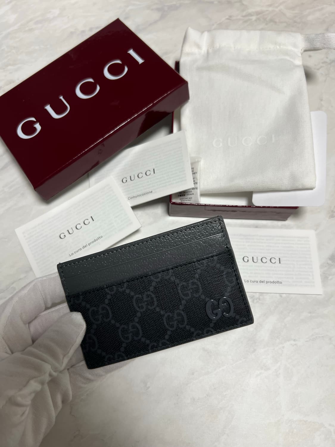 구찌 그레이 트리밍 GG 카드지갑 상품이미지1