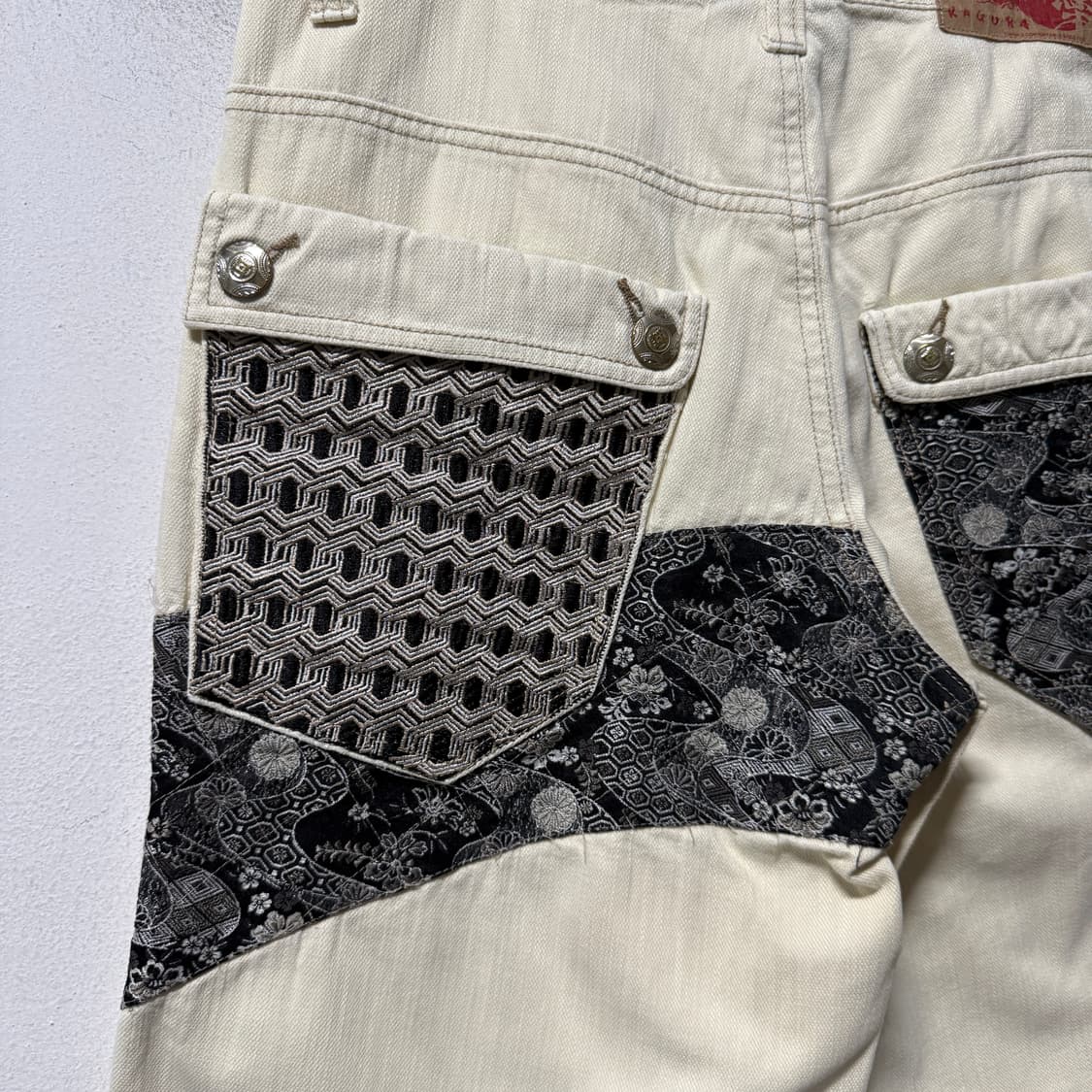 KAGURA 카구라 재패니즈 오리엔탈 카라쿠리맛 자수 디테일 쇼츠 팬츠 상품이미지6