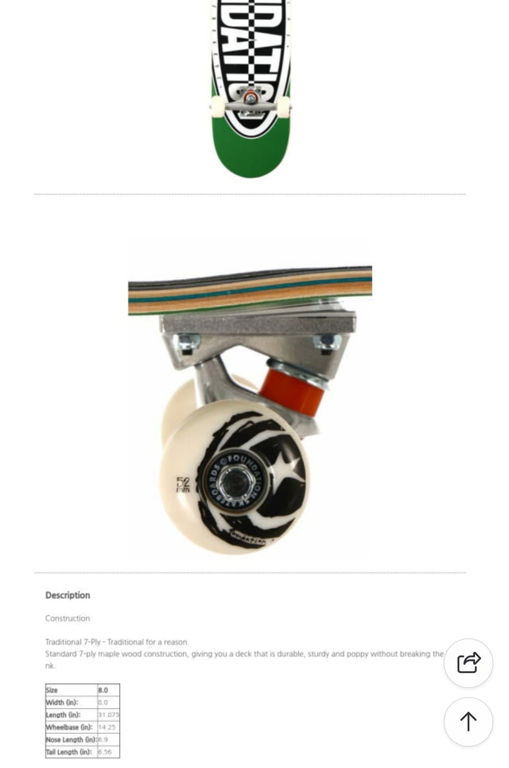 파운데이션 8인치 컴플릿 스케이트보드 그린 상품이미지9