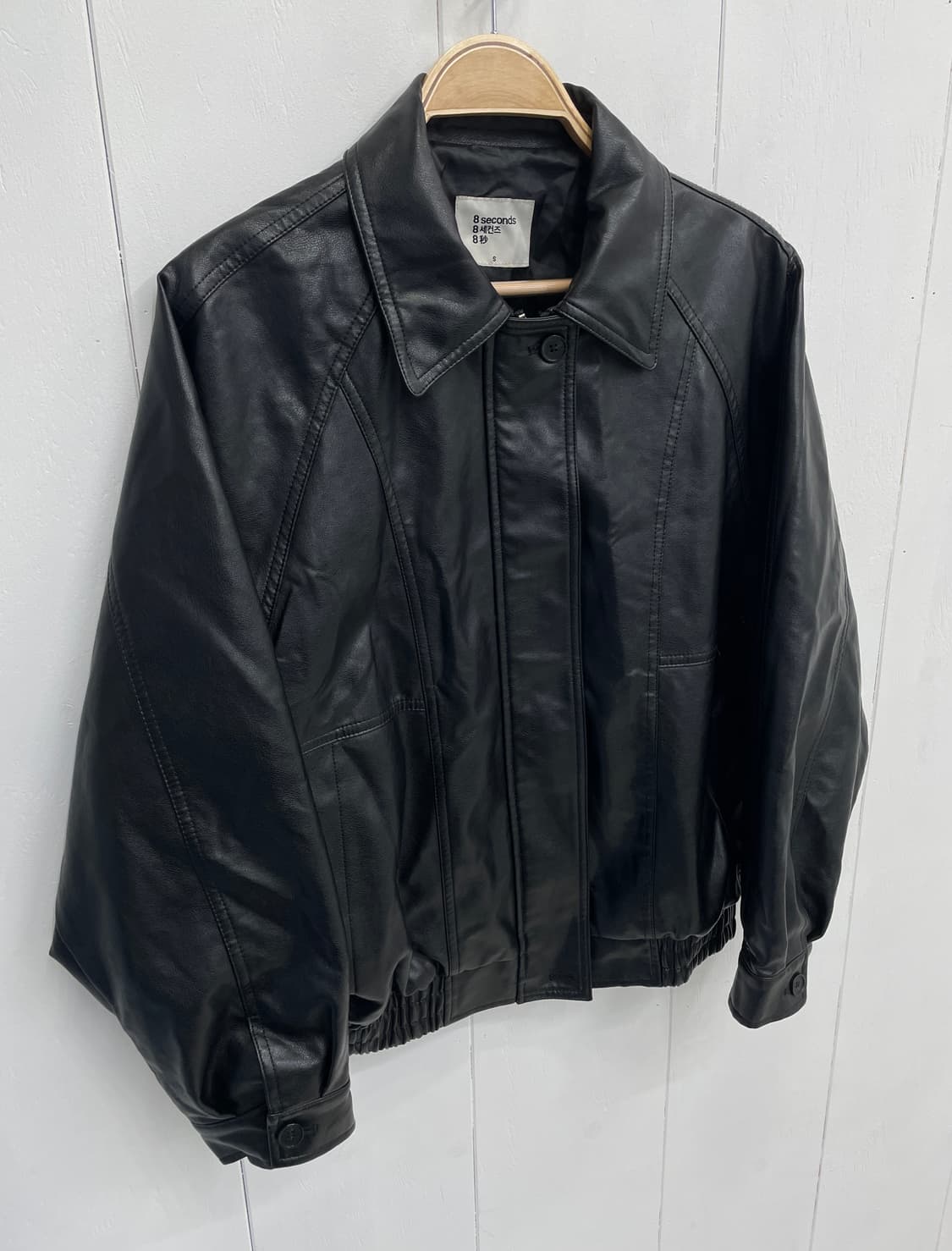 8세컨즈 페이크 레더 집업 블루종 자켓 상품이미지4