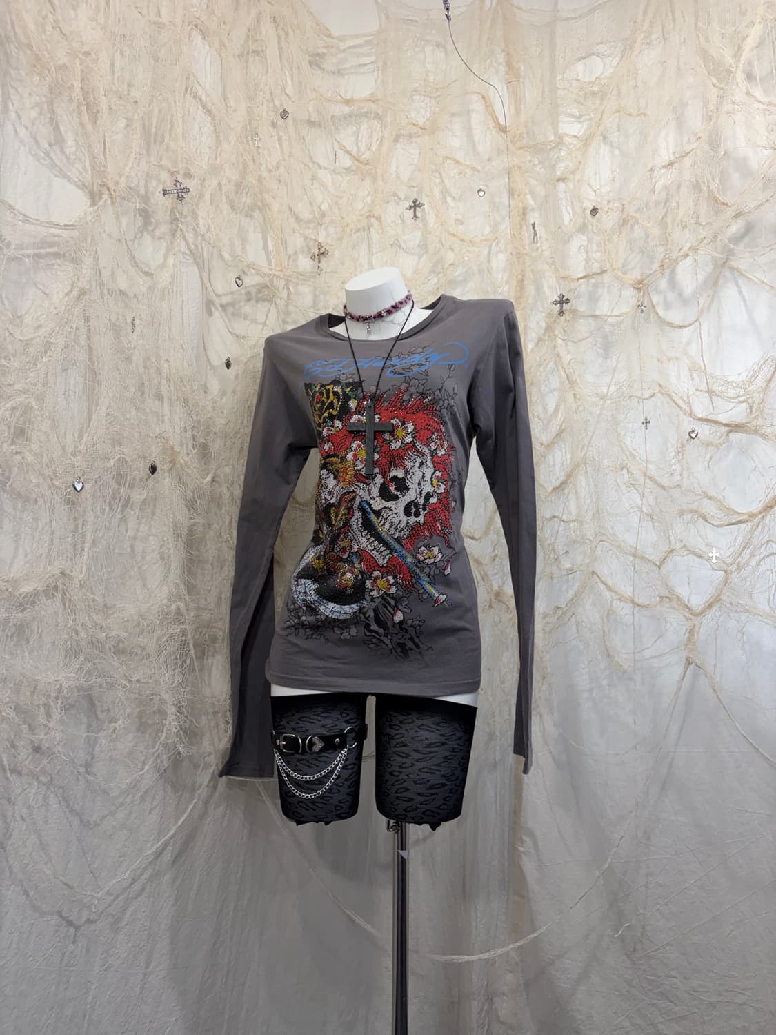 Ed Hardy cubic skull long sleeve 상품이미지3
