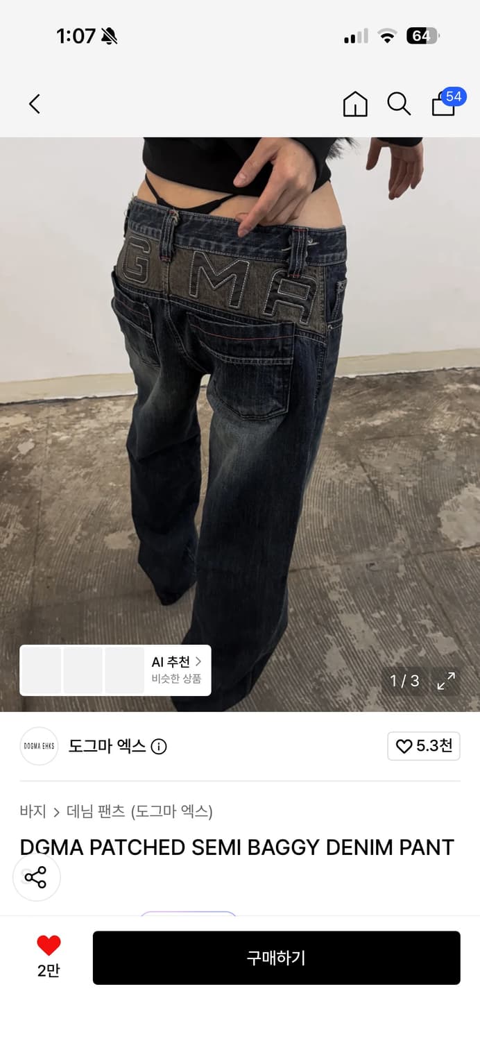 DGMA PATCHED SEMI BAGGY DENIM PANTS 상품이미지1