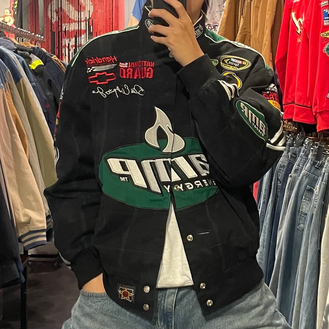 [IM] JH 제프해밀턴 AMP 블랙 코튼 레이싱자켓 DEADSTOCK 상품이미지2