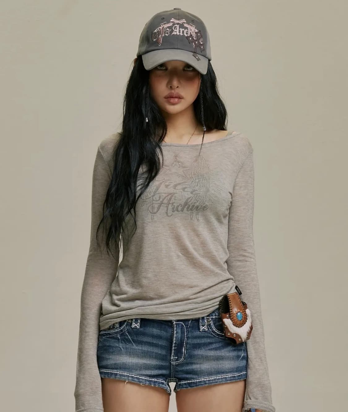 길라 아카이브 STAR WING SHEER LONG SLEEVE_GY 상품이미지2