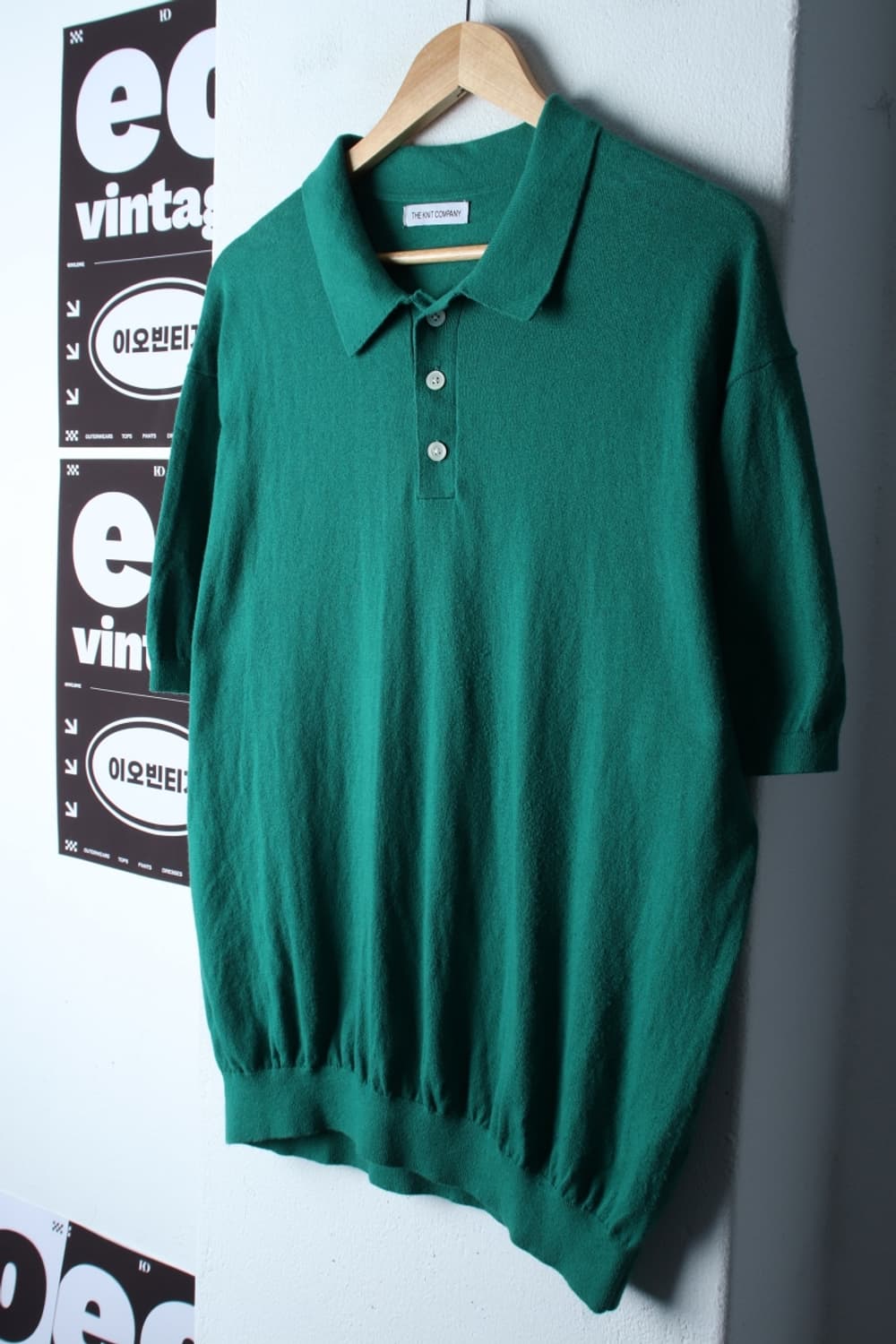 (XL) 더니트컴퍼니 반팔 카라 티셔츠 니트 그린 무지-H32336 상품이미지1