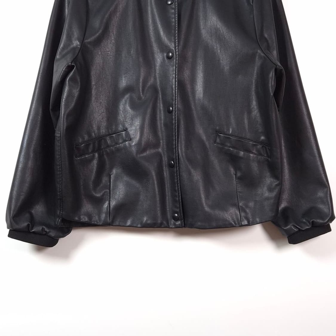 CMCUBE 미니멀 노카라 레더 블루종 자켓 F 상품이미지4