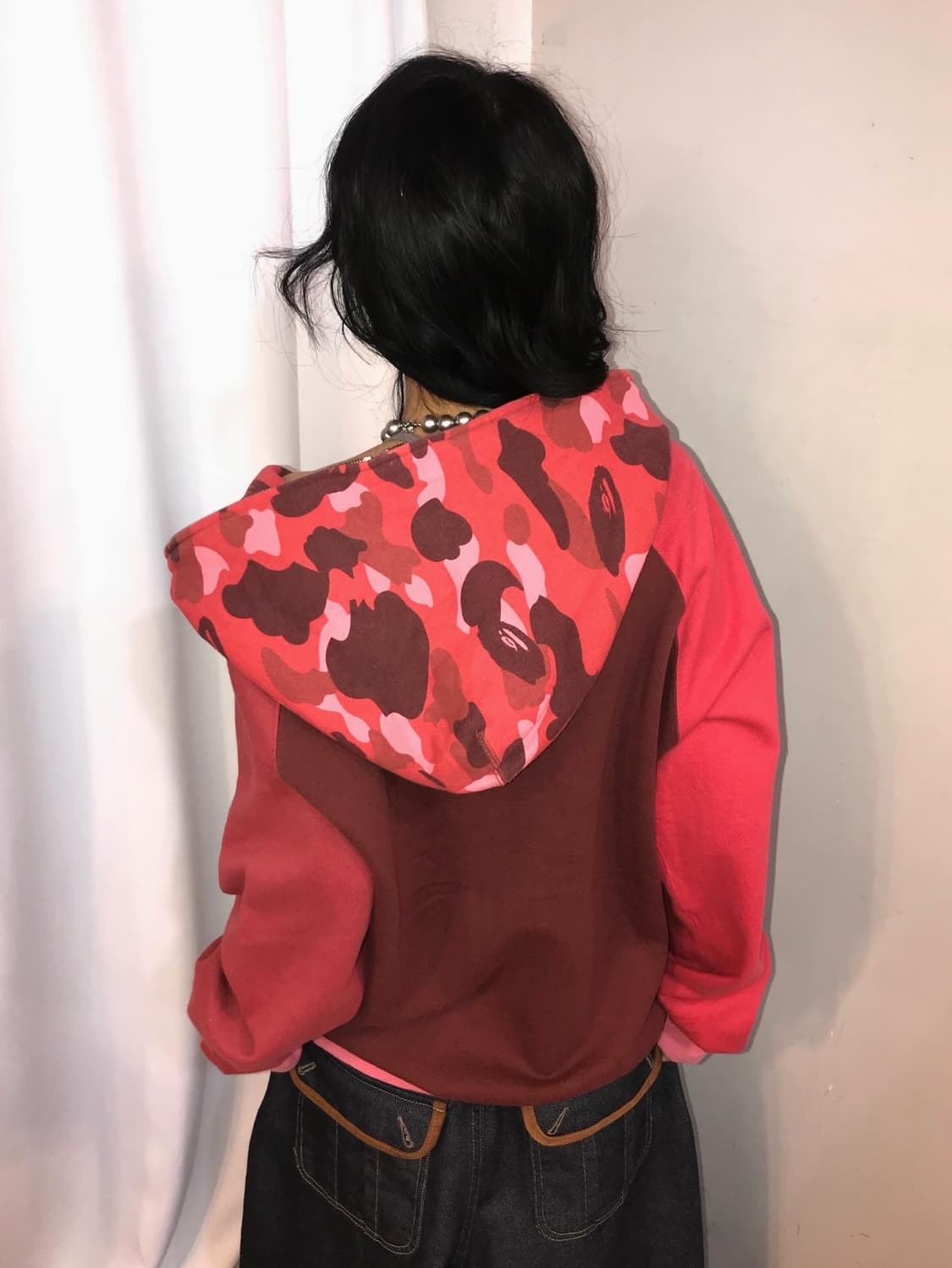 Bape Red Camouflage College Two-way Ho 상품이미지3