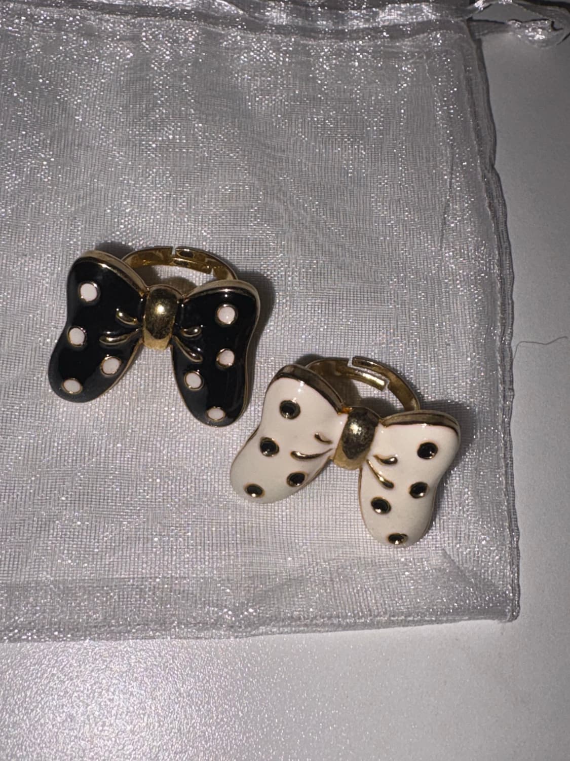 히메갸루 모리걸잡화 일본빈티지 블랙&화이트 도트반지세트 상품이미지2