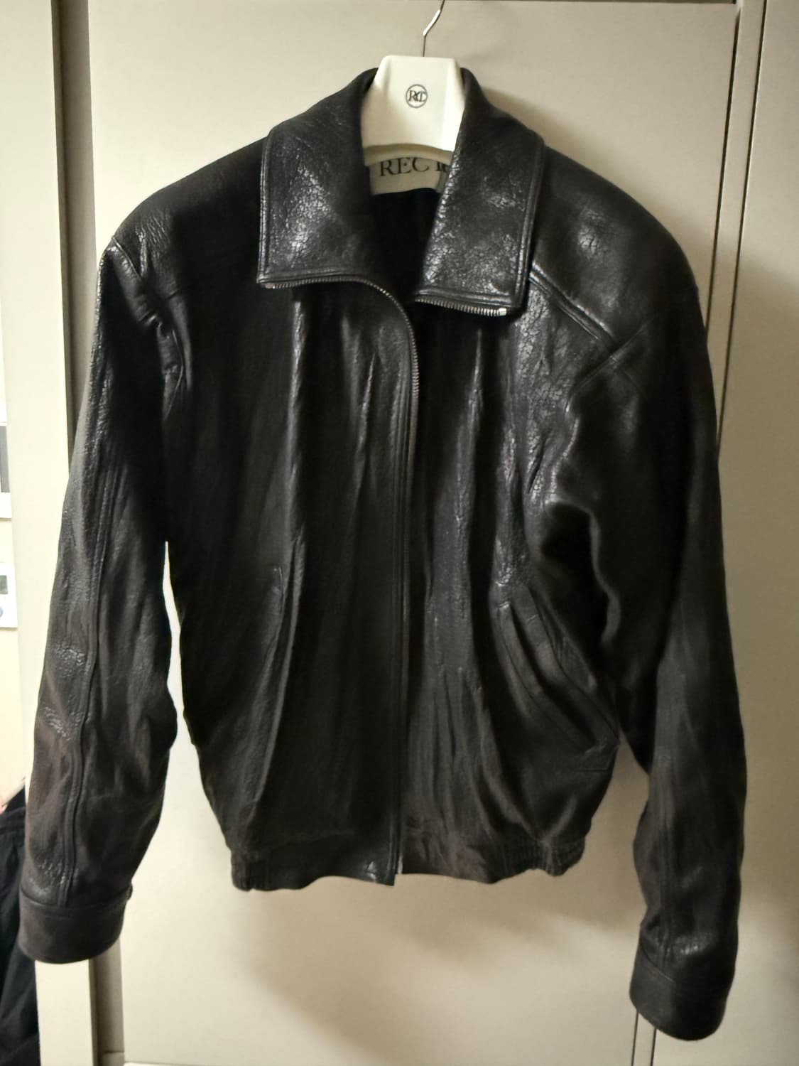 렉토 26SS 크링클 하이넥 자켓 레더 점퍼 블랙 M 팝니다 상품이미지1