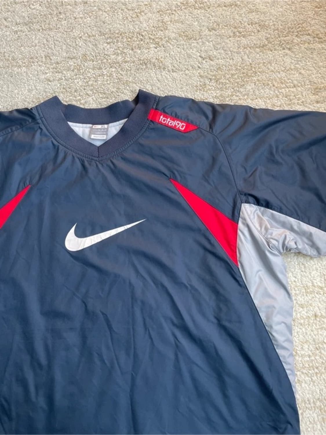 [XL]  00s 나이키 토탈90 배색 두툼한 웜업 자켓 티셔츠 상품이미지2