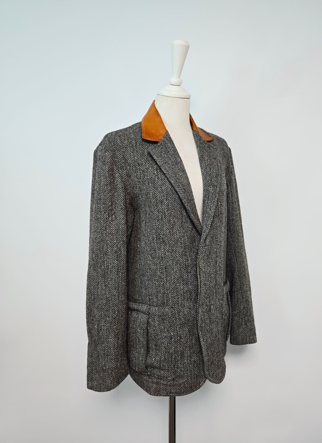 해리스트위드 가죽 카라 블레이저 자켓 상품이미지3