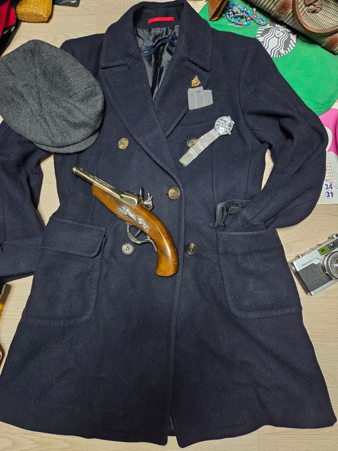 히든앤이로 프리미엄 더블브레스티드 코트 더블코트 폴로코트  상품이미지1