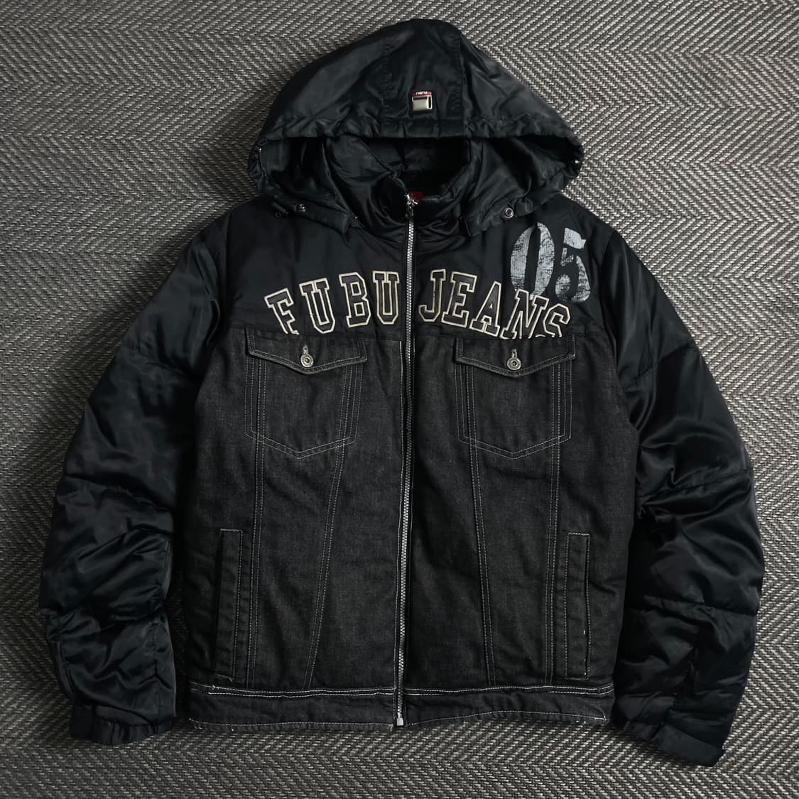 00s 후부 올드스쿨 데님 푸퍼 다운 후드 자켓 y 5033 상품이미지2