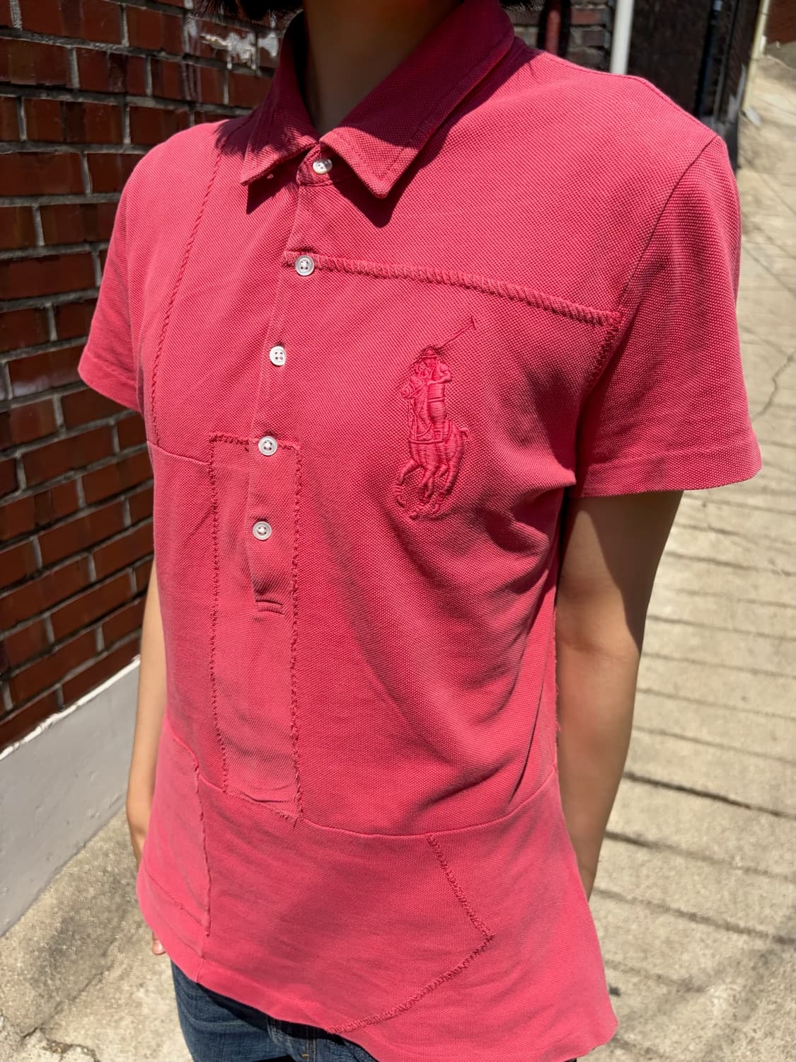 Polo Ralph Lauren 인디 핑크 절개 빅포니 반팔 카라티 L 상품이미지3