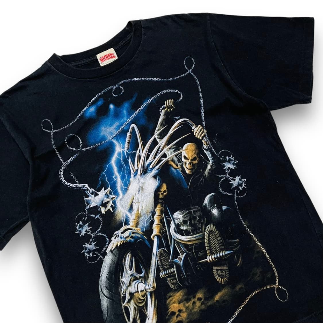 마이클 라이더 투 헬 바이커 펑크 반팔 티셔츠 상품이미지2