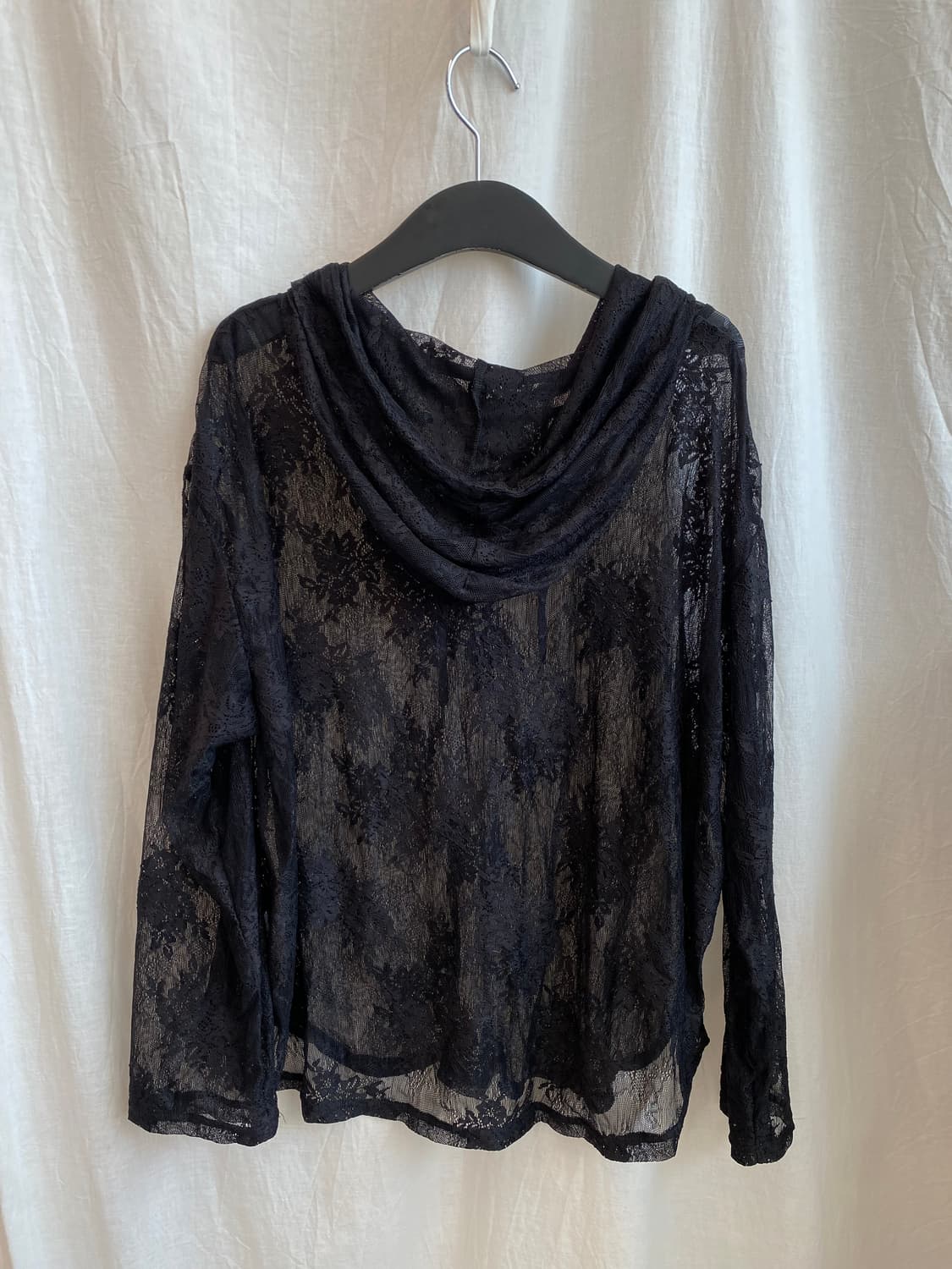 블랙 레이스 후드탑(F) 상품이미지2