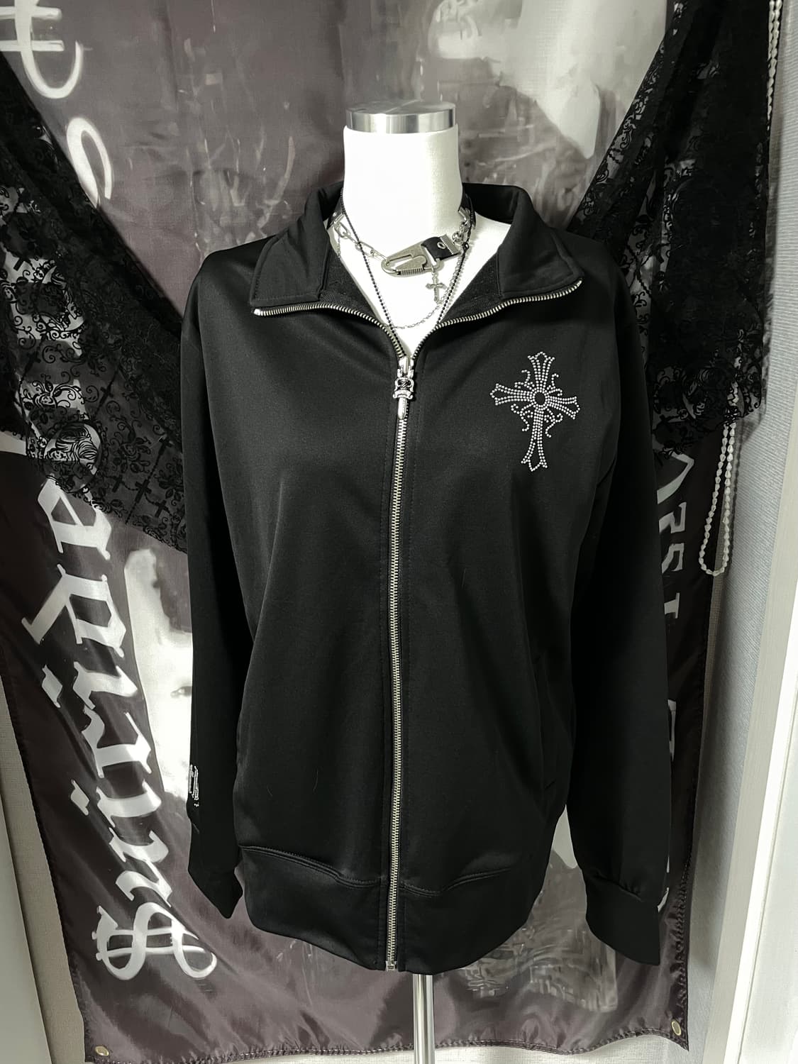 크롬하츠깔 Y2k 빈티지 핫픽스 집업 져지 십자가 크로스고스펑크고스오즈온 상품이미지1