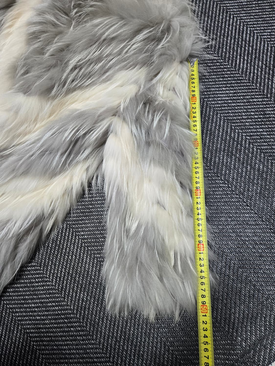 퍼코트 여우털 롱자켓 아이보리/그레이 상품이미지7