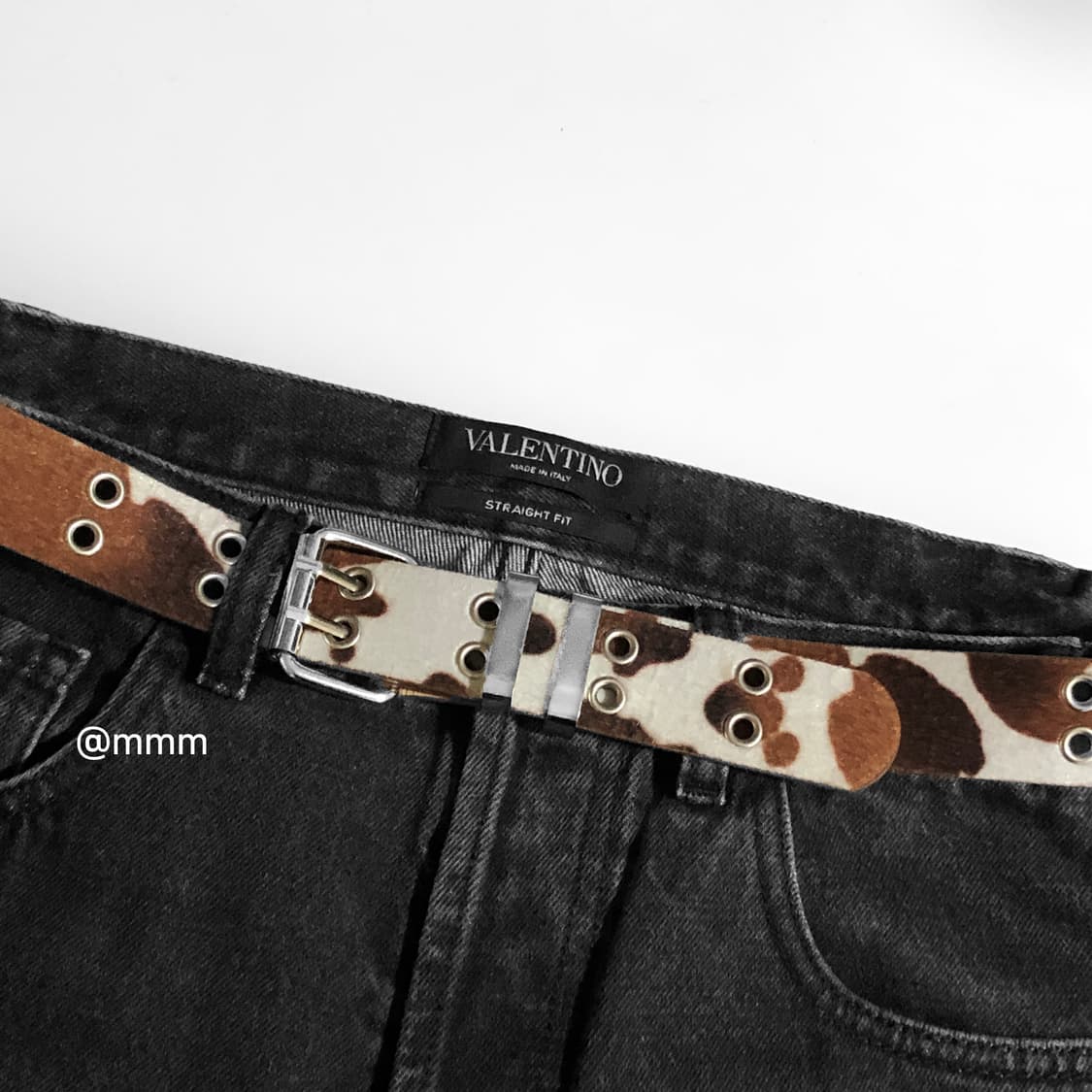 [Unisex] 카우헤어 더블 아일렛 송치 벨트 상품이미지3