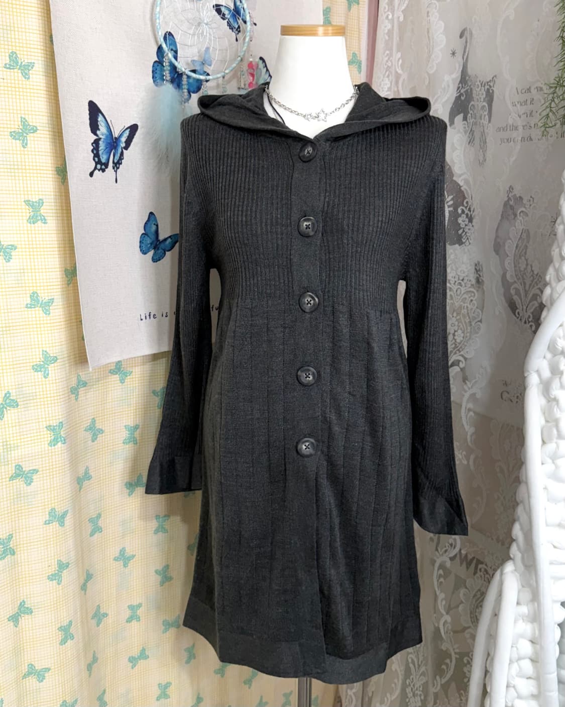 그레이 후드 가디건 상품이미지2